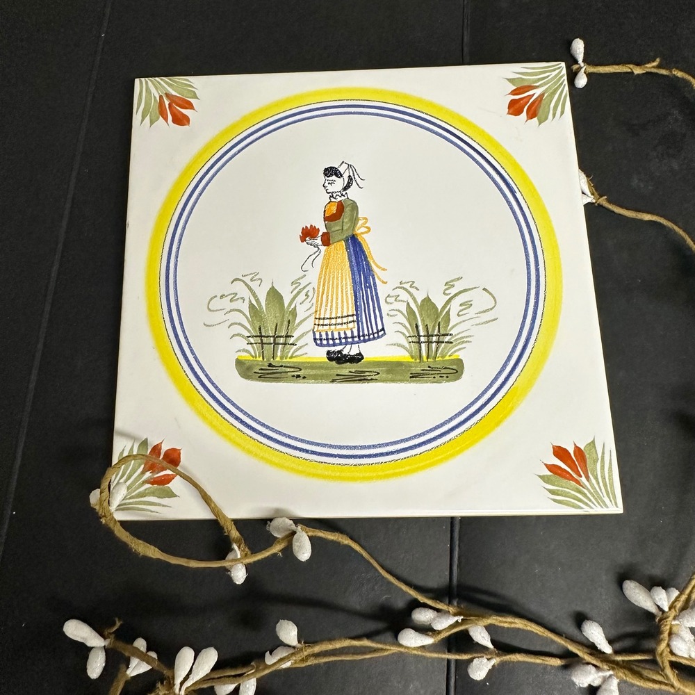 Henriot Quimper x Villeroy & Boch Decorative Tile Trivet Vintage 1 pc